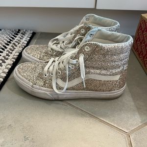 Vans - Old Skool High Tops size 9 - white with silver glitter